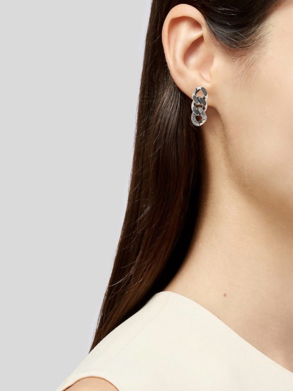 Saint Laurent Crystal Curb Link Drop Earrings - Picture 4 of 5